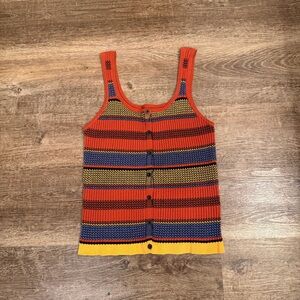 Blue Rain Coral Striped Knit Tank